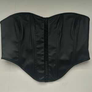 Nordstrom Black Leather Corset Top Sz Small